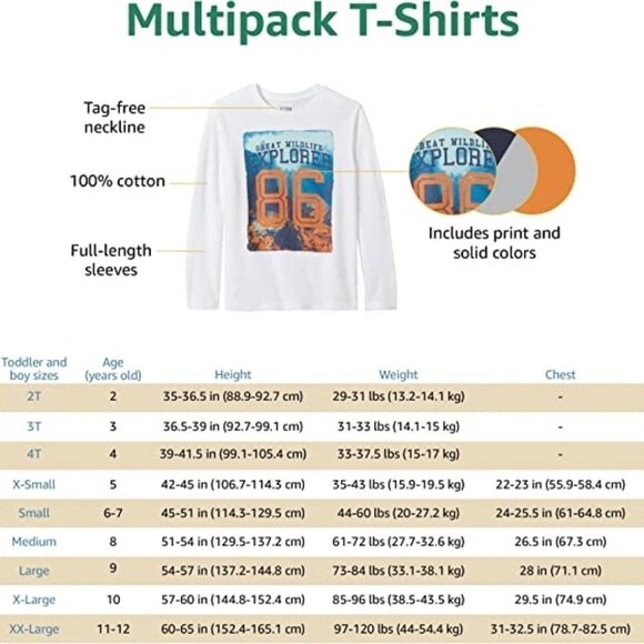 SPOTTED Zebra Boys' Long-Sleeve T-Shirts 4pc Size XS 4-5 - Picture 7 of 7